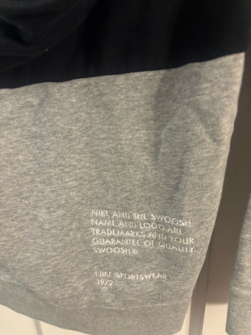 Nike Grey and Black Zip Hoodie with White Swooshes - Picture 6 of 8